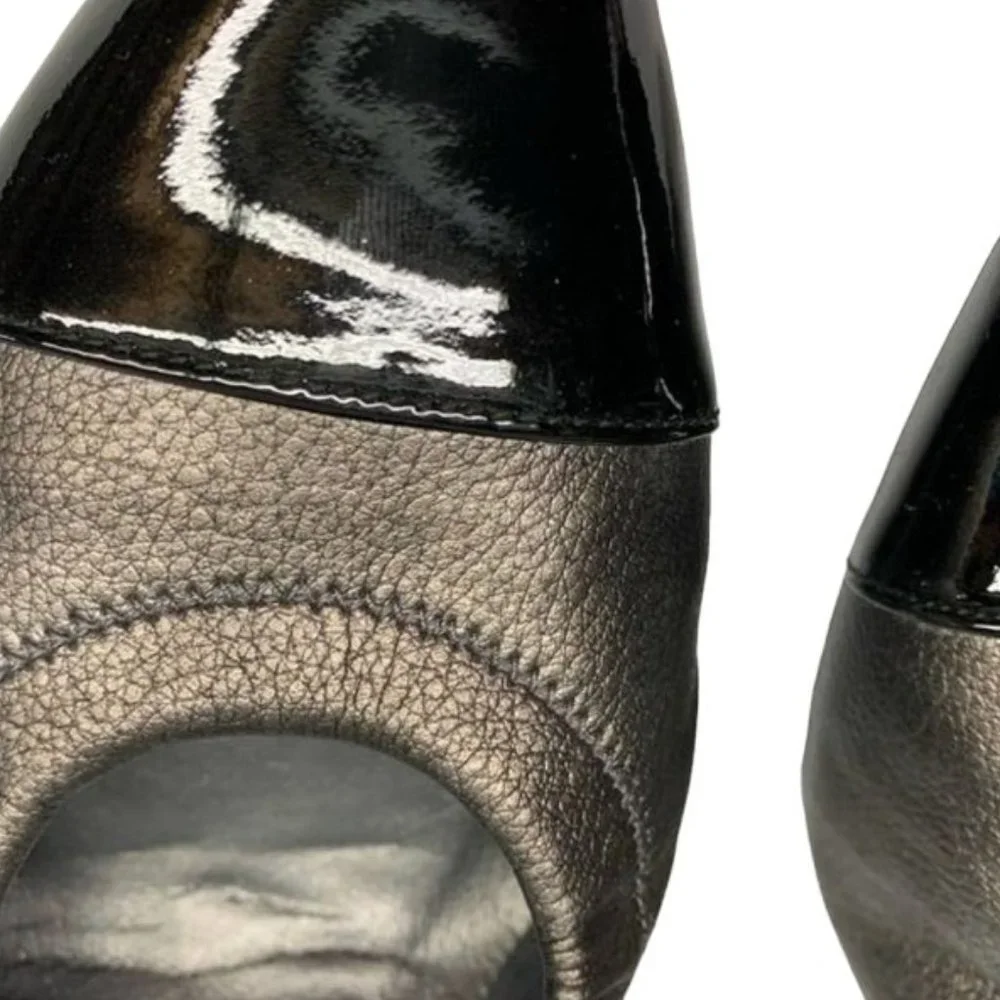 STUART WEITZMAN‎ Pewter leather Cap Toe Ballet Styled Pumps